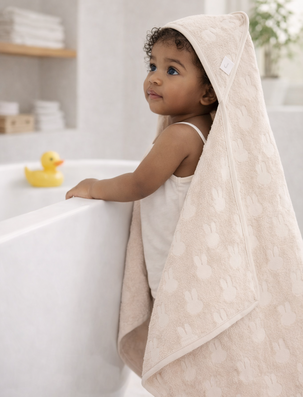 Badcape Badstof Miffy Jacquard - Nougat