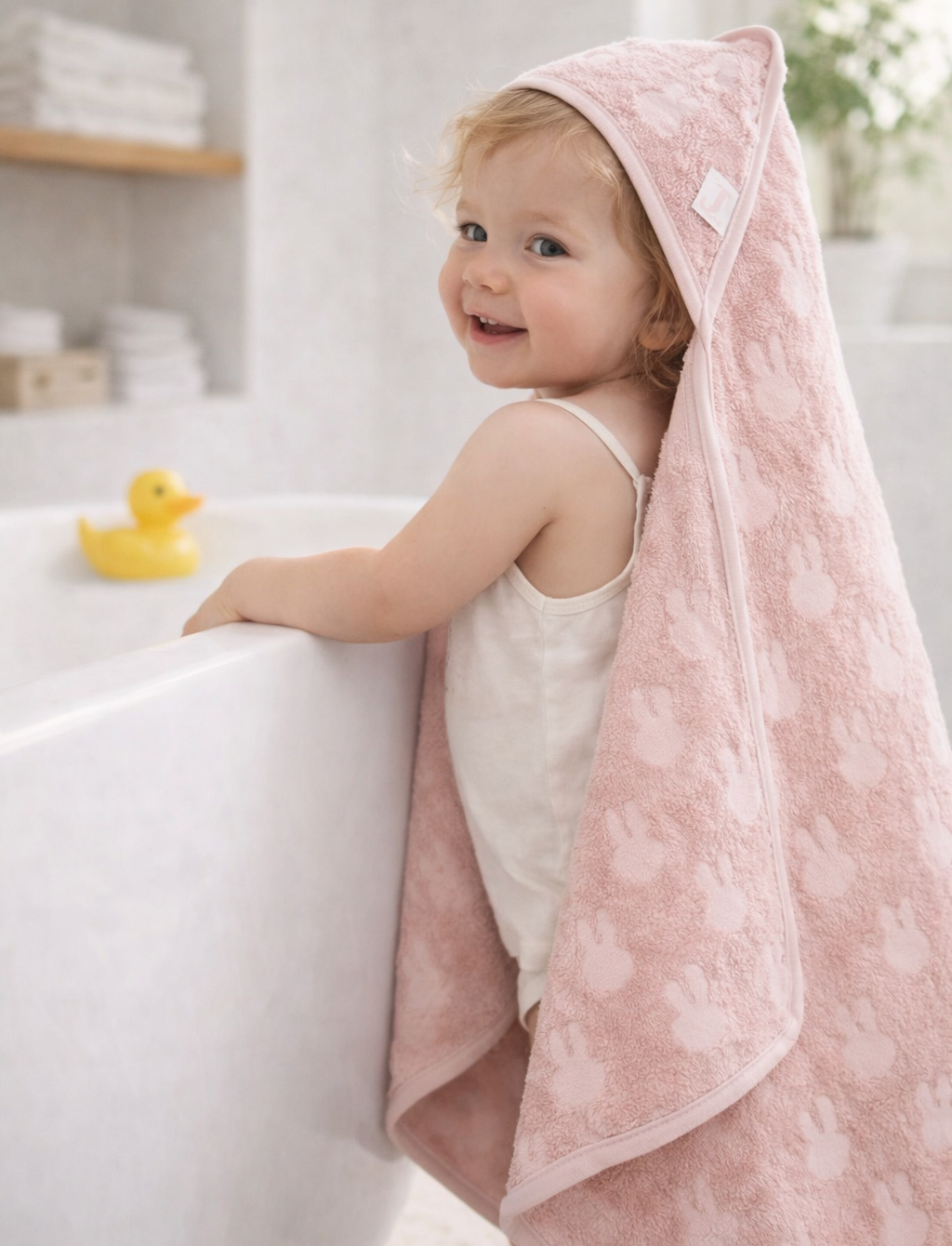 Badcape Badstof Miffy Jacquard - Wild Rose