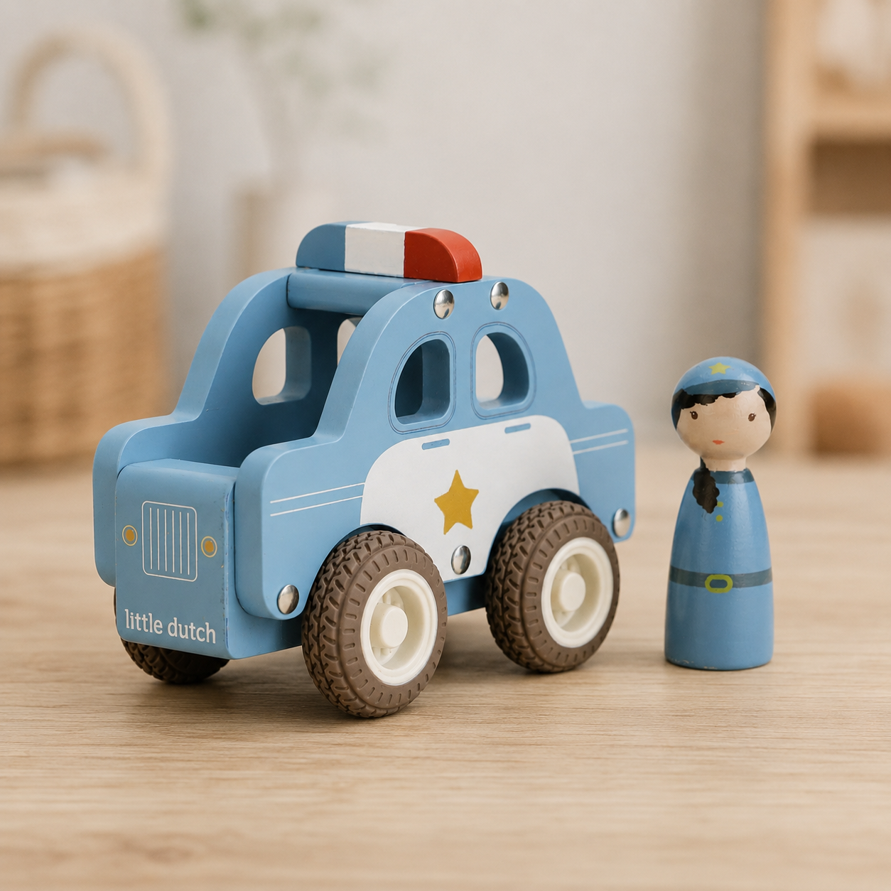 Houten politiewagen – Blauw – Essentials