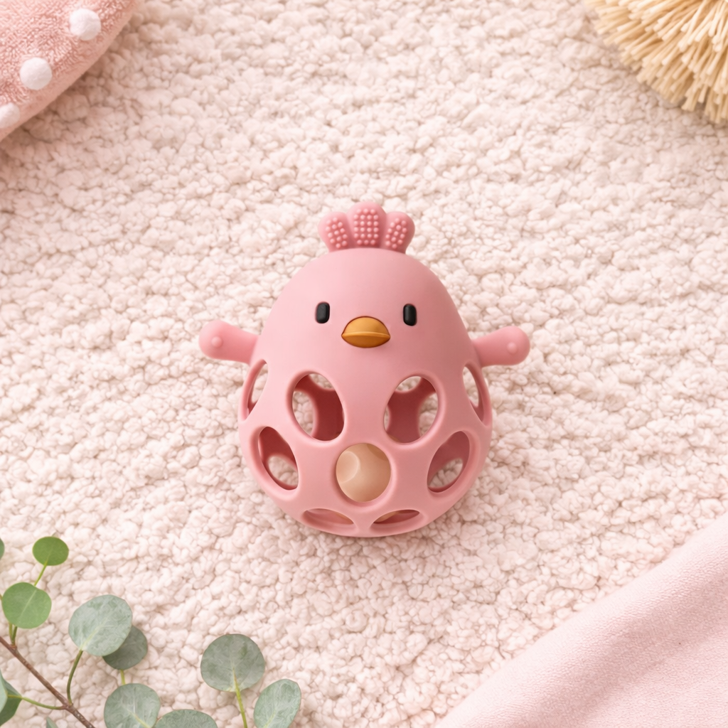 Siliconen rammelaar kip - Roze