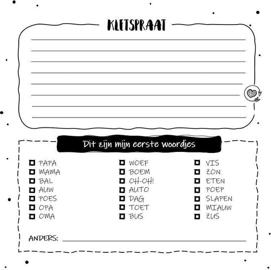 Baby’s eerste jaar invulboek – Zwart-wit