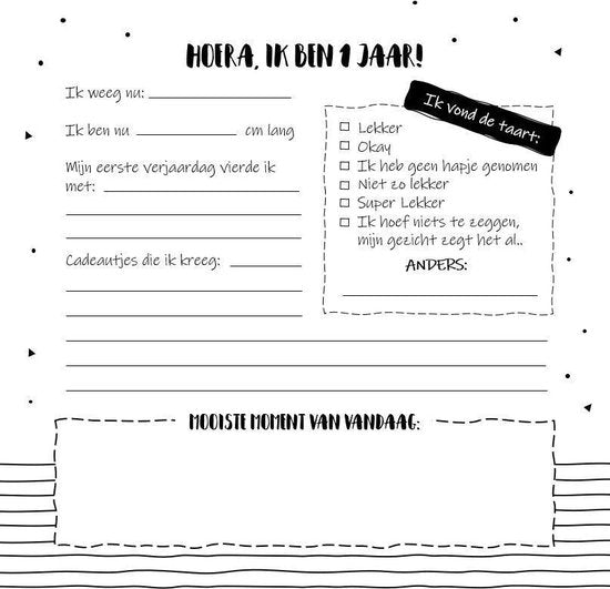 Baby’s eerste jaar invulboek – Zwart-wit