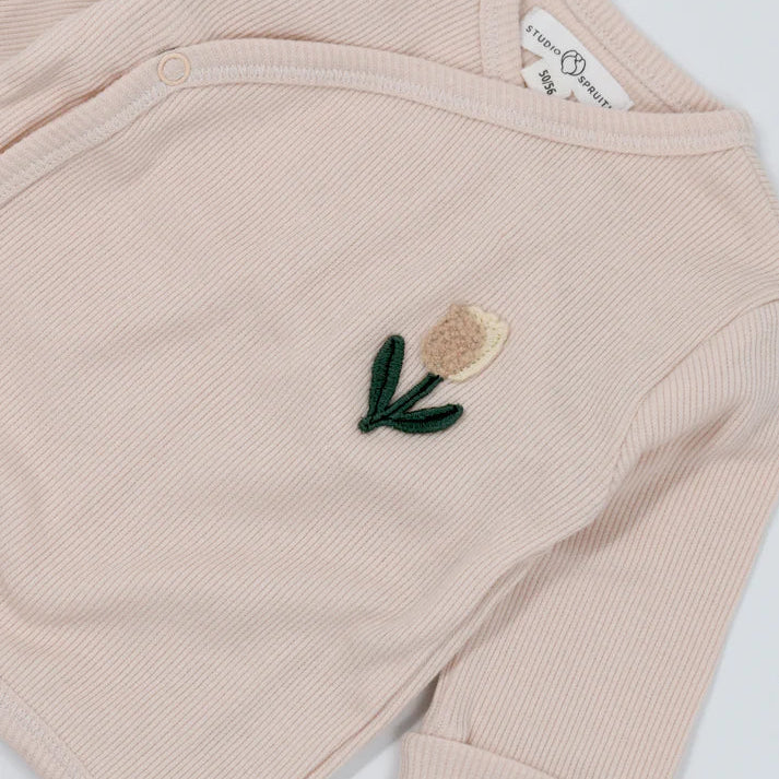 Wrap T-shirt Rib - Crème