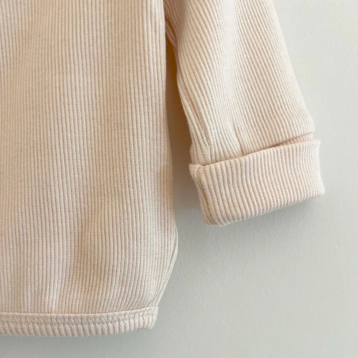 Wrap T-shirt Rib - Crème