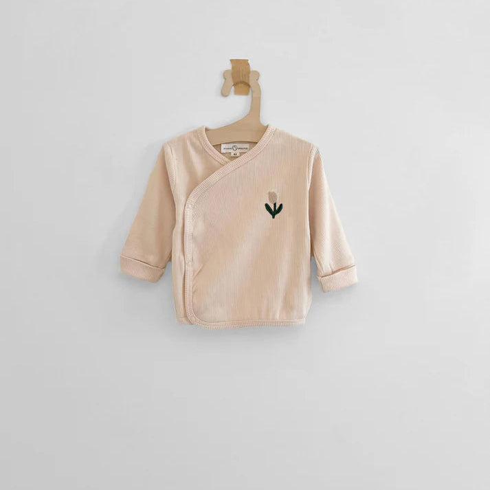 Wrap T-shirt Rib - Crème